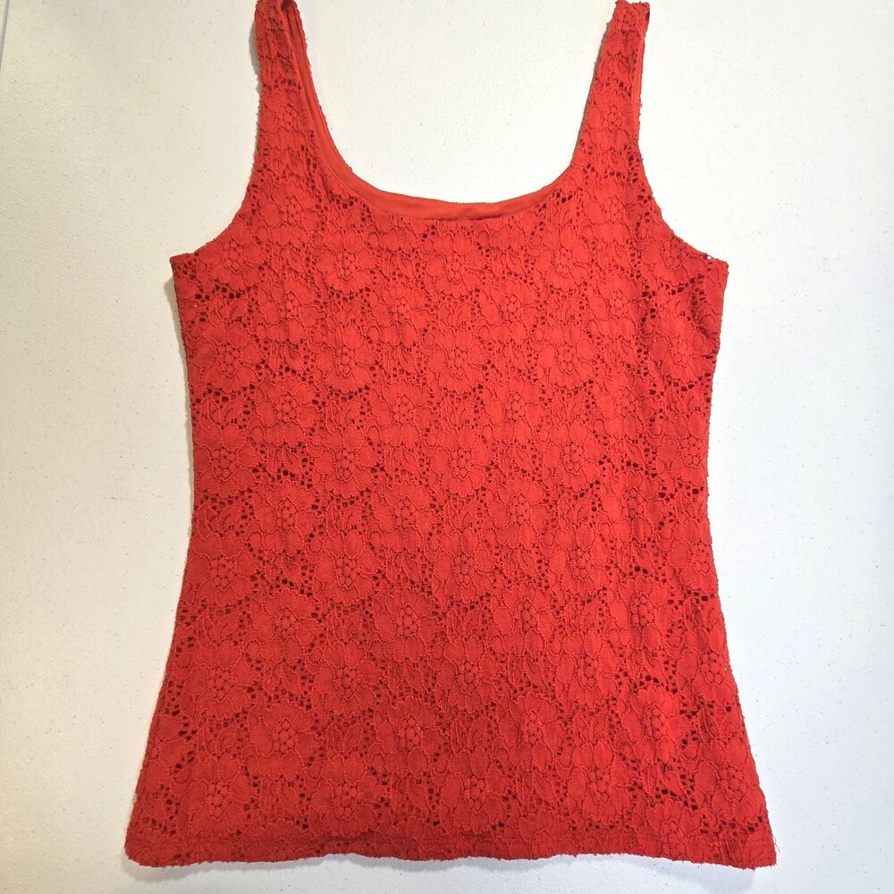 White House Black Market Top Women SZ S Red Lined Lace Fairy Elegant Boho
